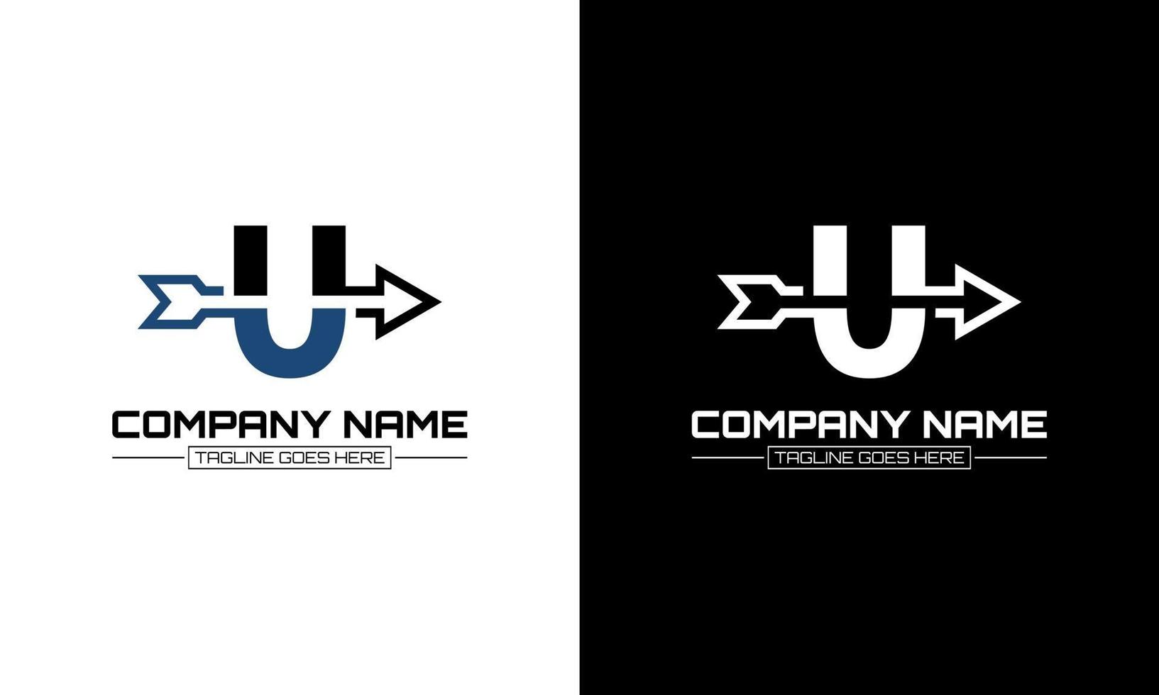 Vector illustration of letter U logo shape arrow graphic