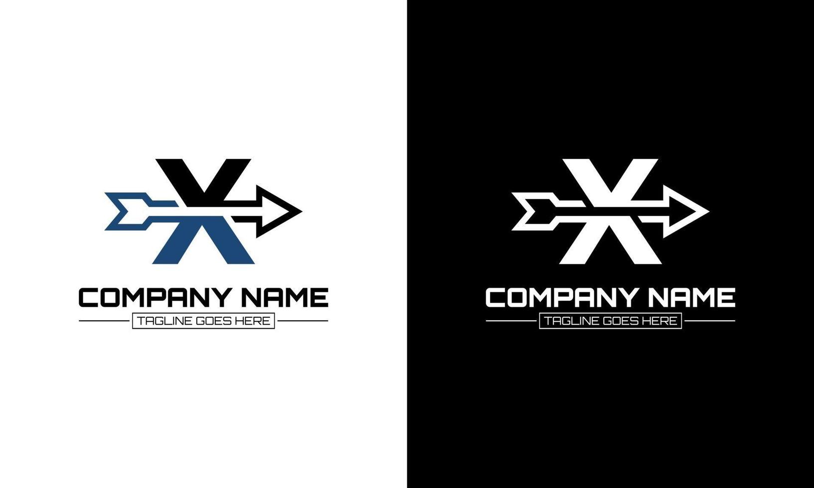 Vector illustration of letter X logo shape arrow graphic