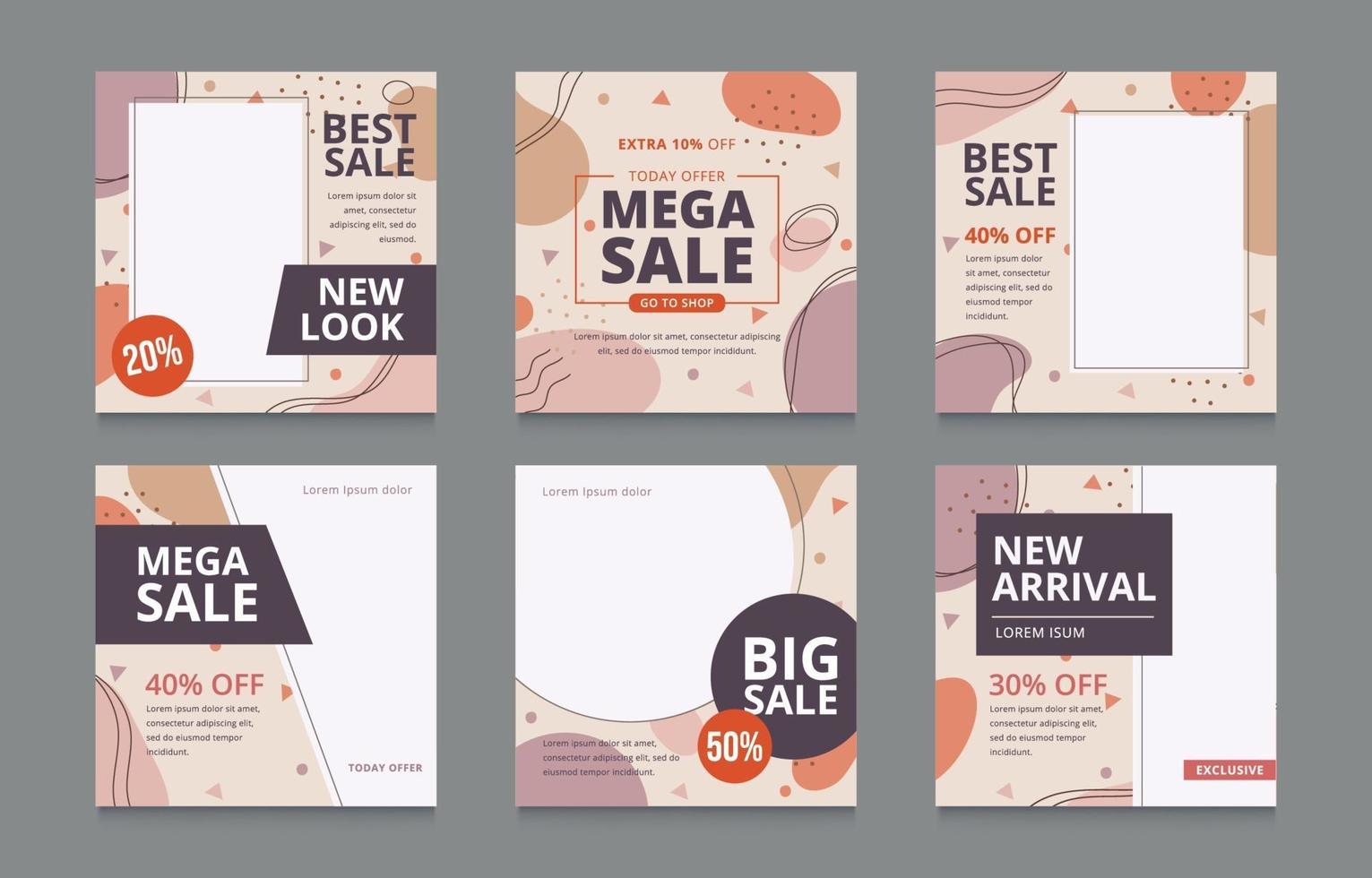 Set of Social Media Post Sale vector