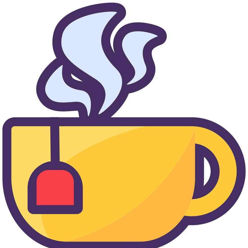 Tea Cup Steaming, Mug with Tea Bag Vector Design