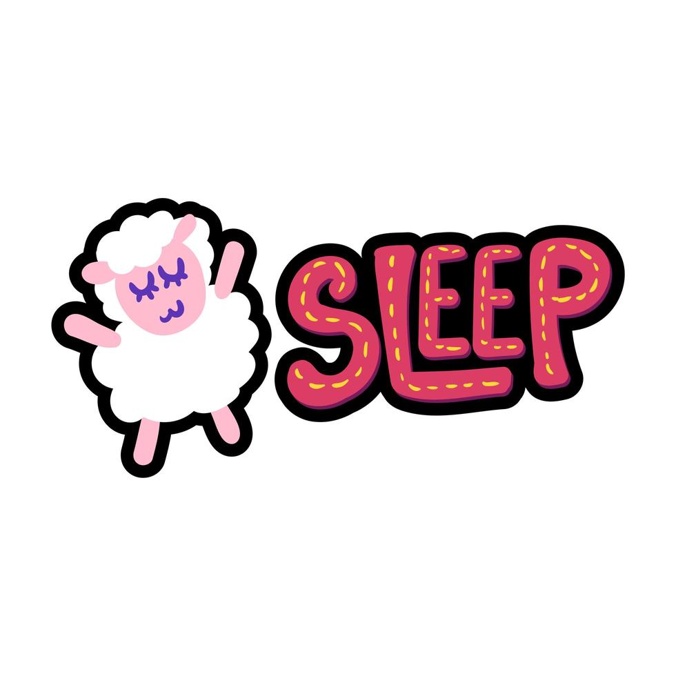 oveja con parche de letras de sueño vector