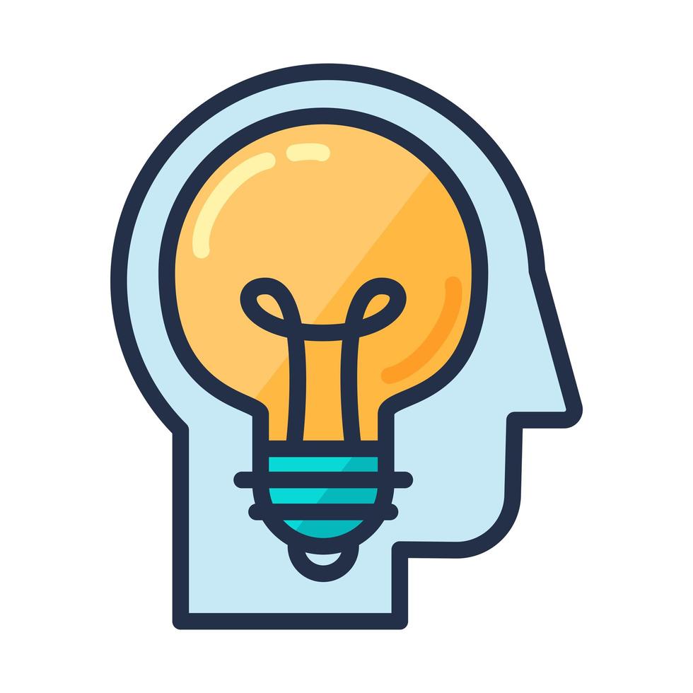 Creative Idea Icon Human Head and Lightbulb Inside vector