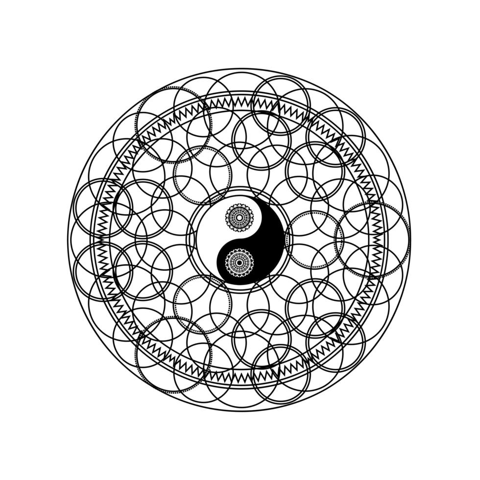 Yin Yang Symbol in Eastern Geometric Pattern vector
