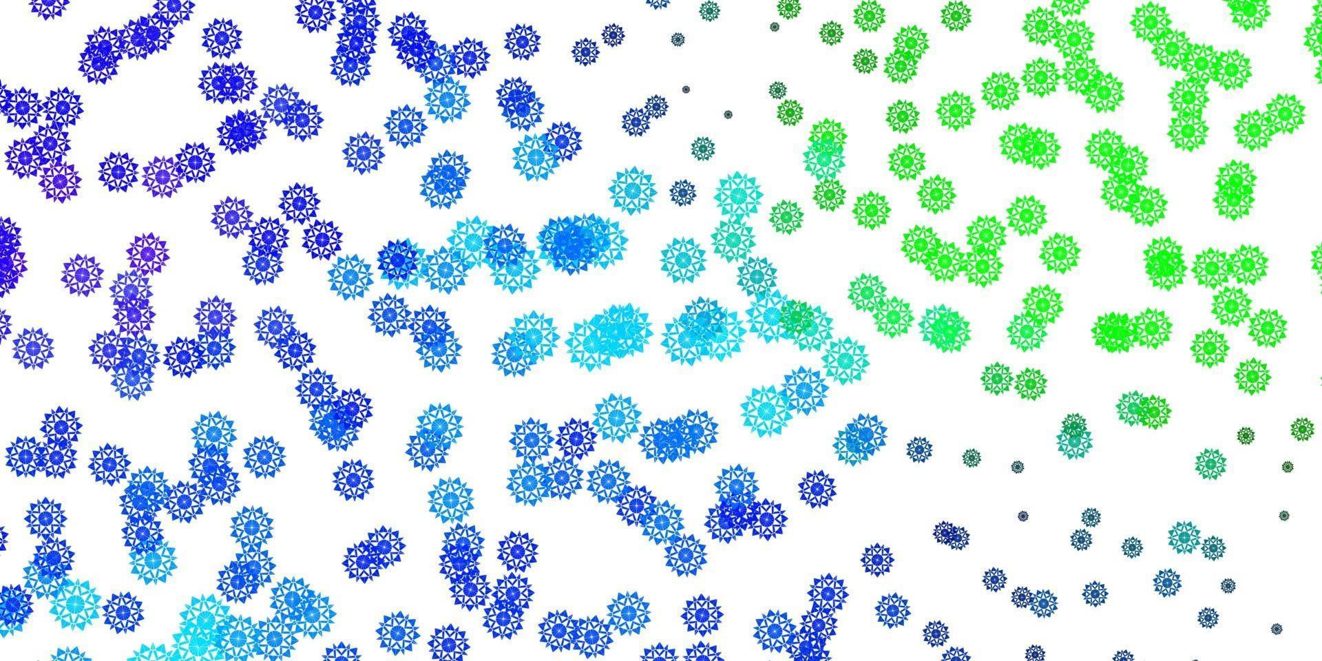 Light Blue, Green vector texture with bright snowflakes.