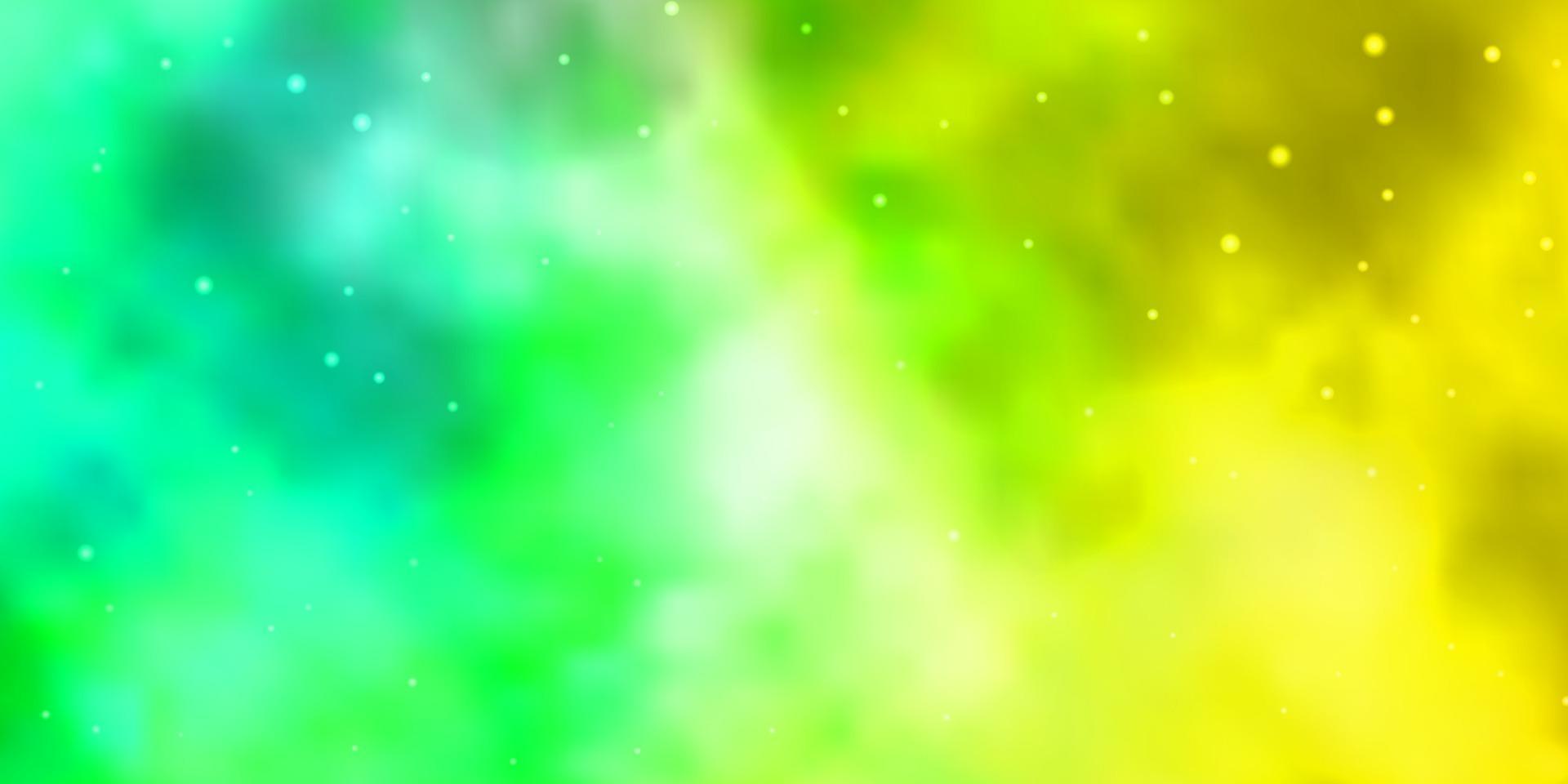 plantilla de vector verde claro, amarillo con estrellas de neón.