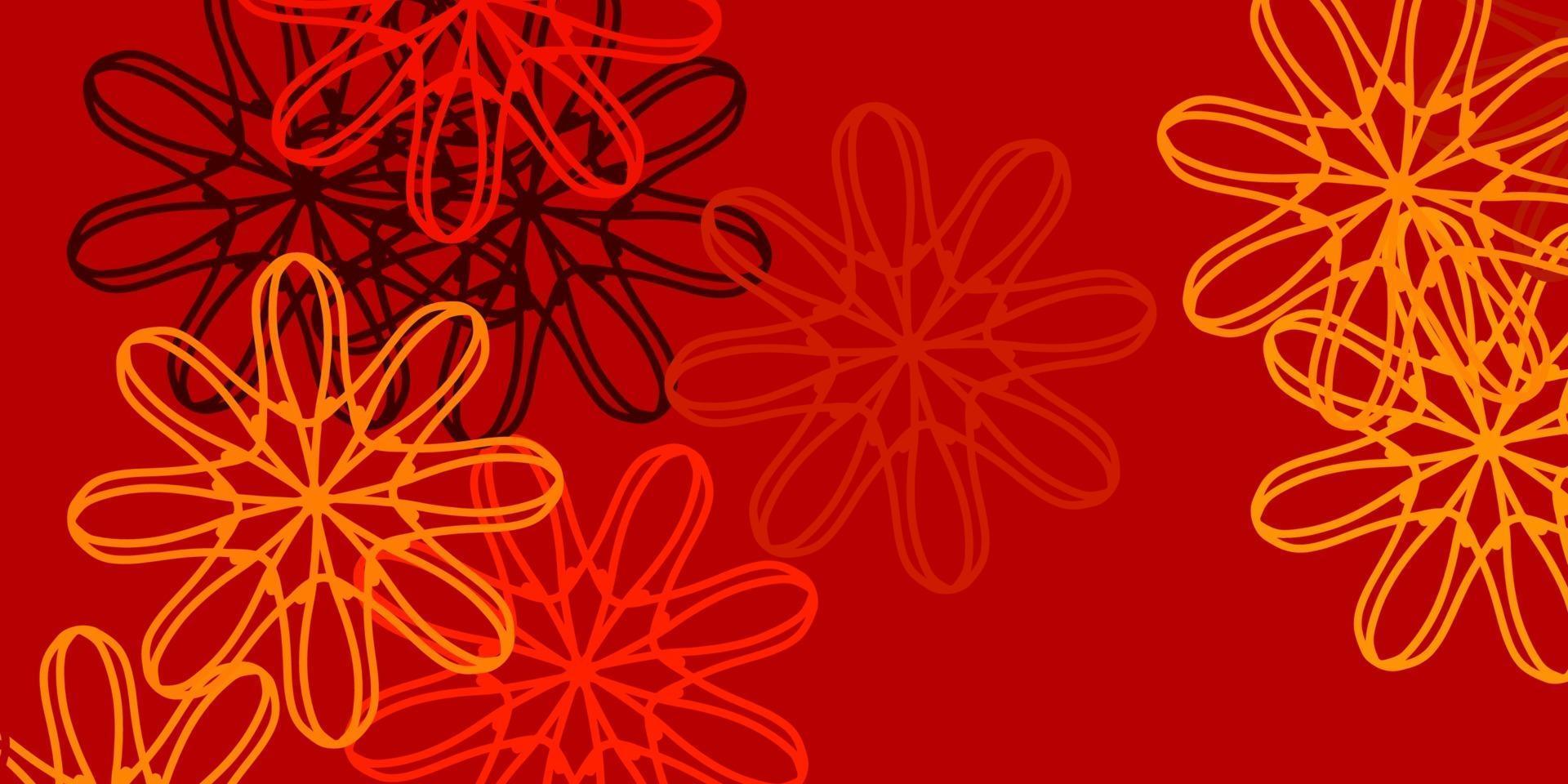 Fondo de doodle de vector naranja claro con flores.