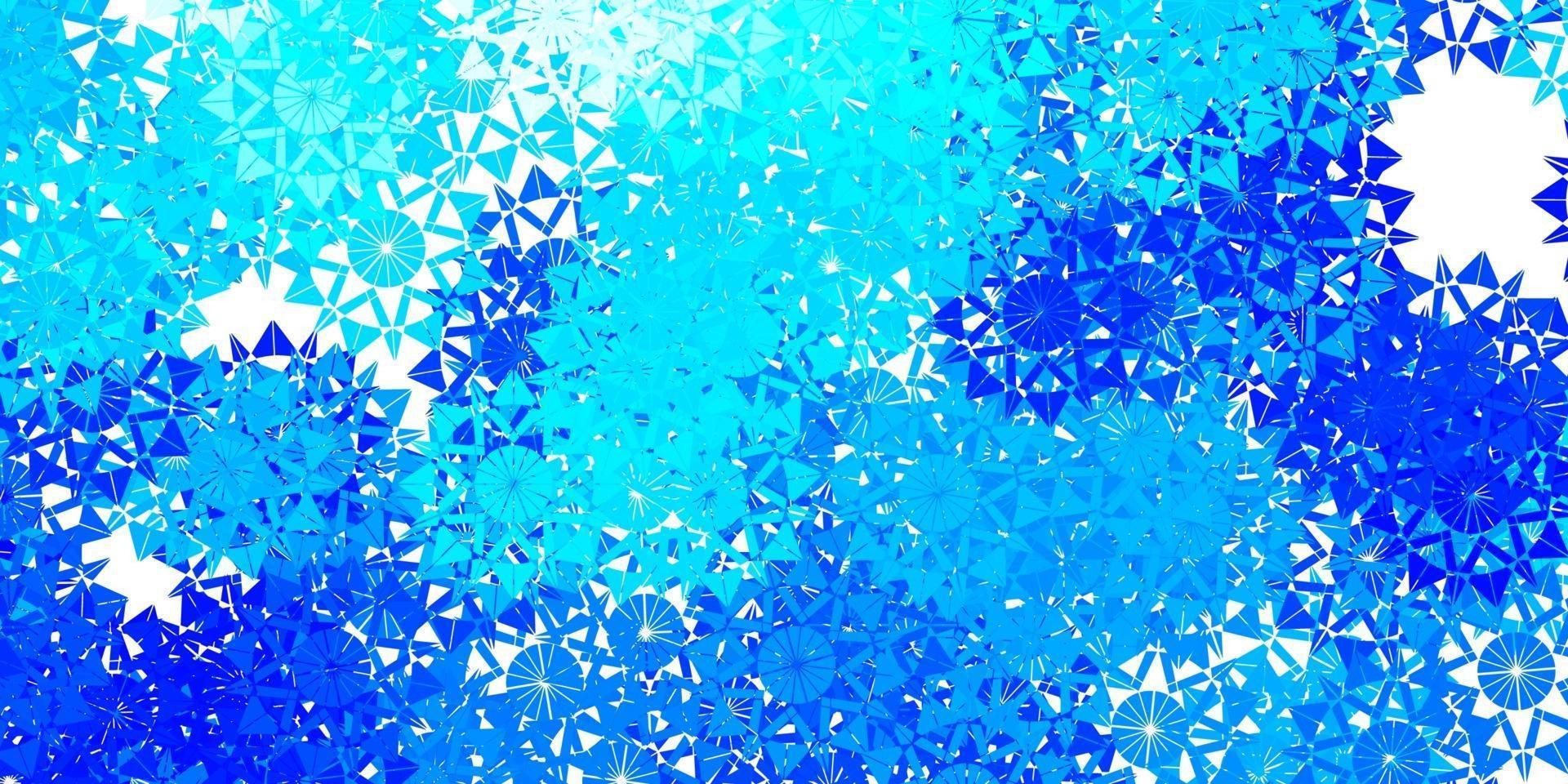 Telón de fondo de vector azul claro con copos de nieve de Navidad.