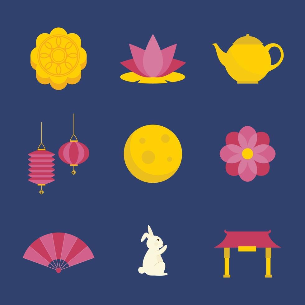 Mid Autumn Festival Icon Collection vector