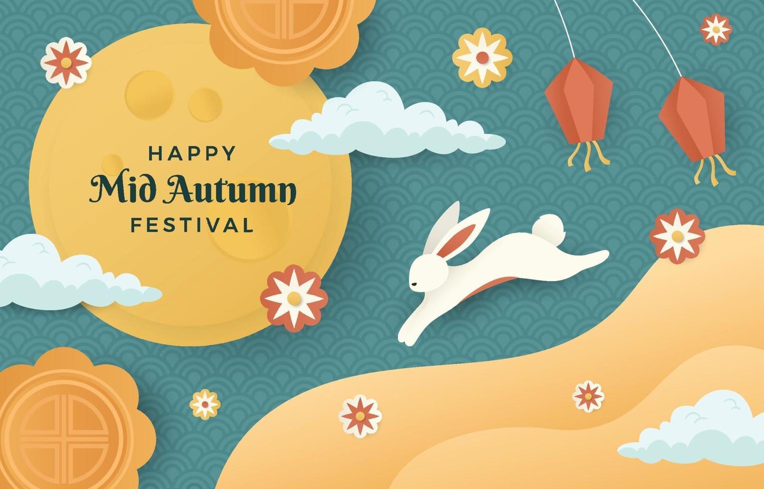 Happy Mid Autumn Celebration Concept vector