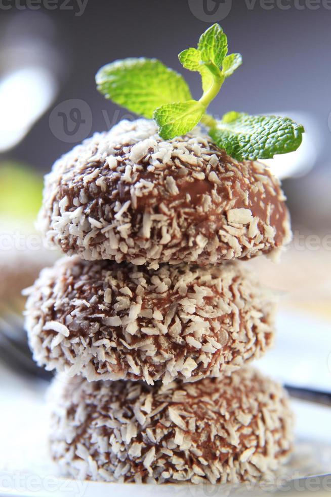 Chocolate coconut confections photo