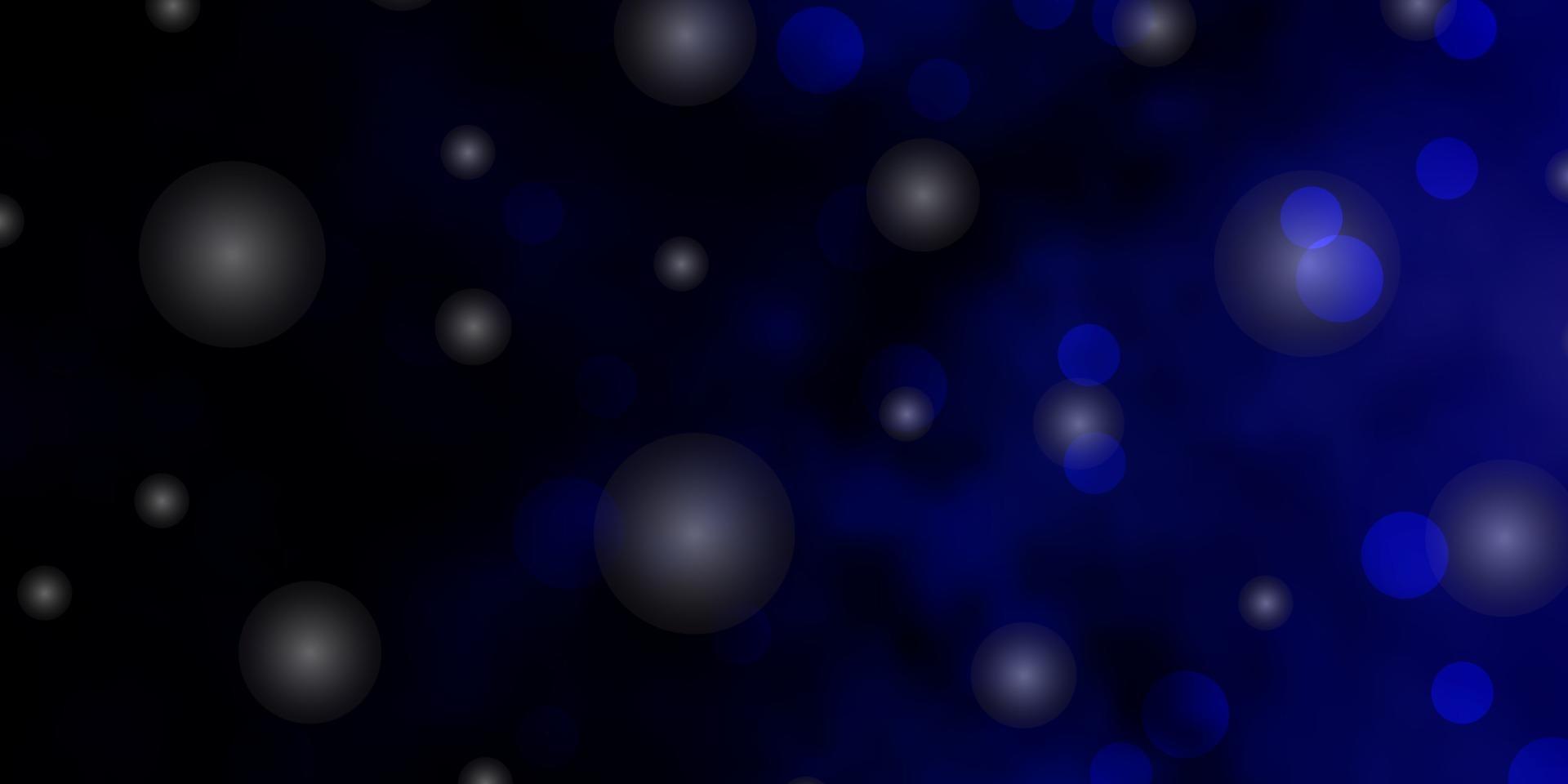 plantilla de vector azul oscuro con círculos, estrellas.