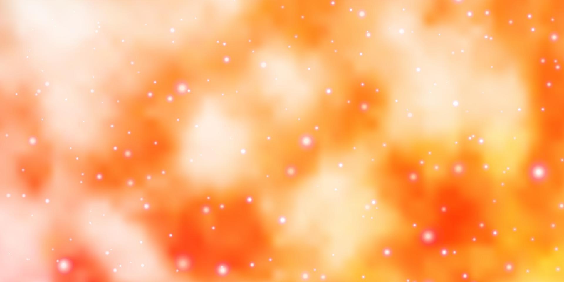 Fondo de vector naranja claro con estrellas pequeñas y grandes.