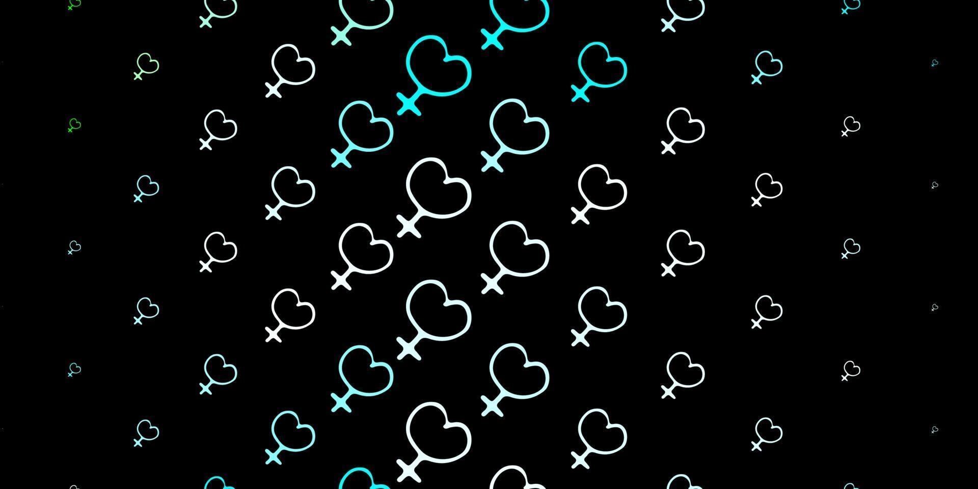 Dark Blue, Green vector background with woman symbols.