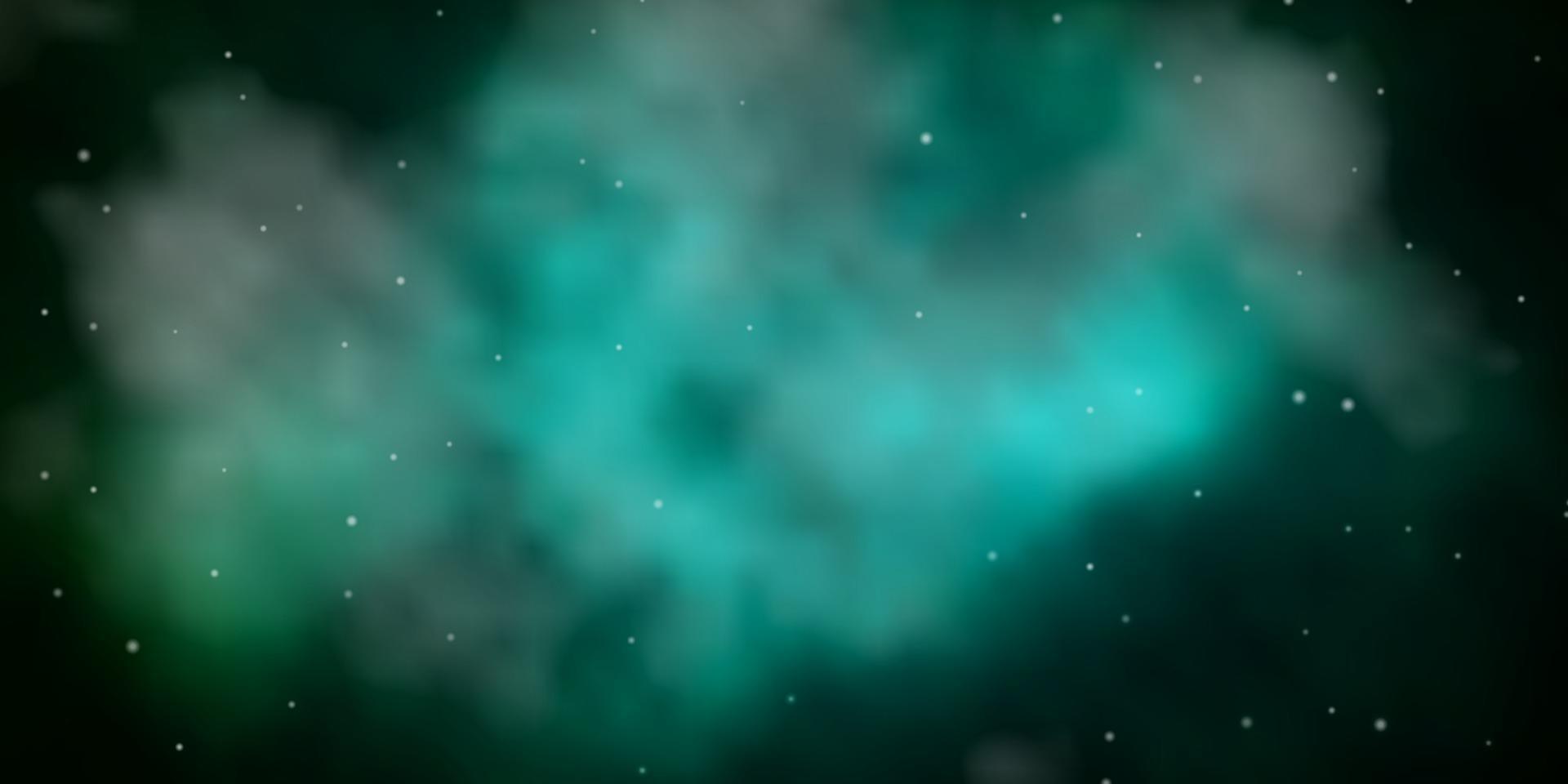 Fondo de vector verde oscuro con estrellas pequeñas y grandes.