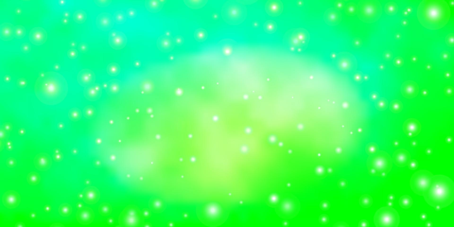 Fondo de vector verde claro con estrellas pequeñas y grandes.