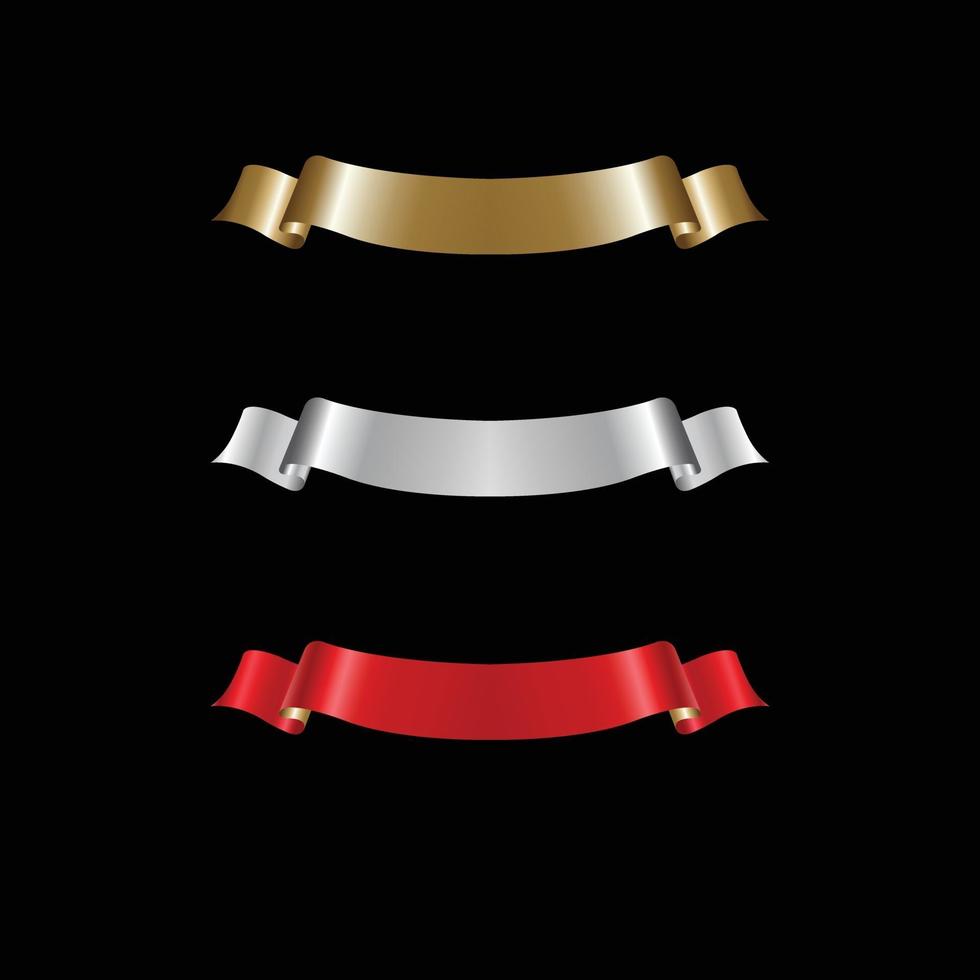 Ribbon Set In Isolated For Celebration, luxury golden ribbon set vector