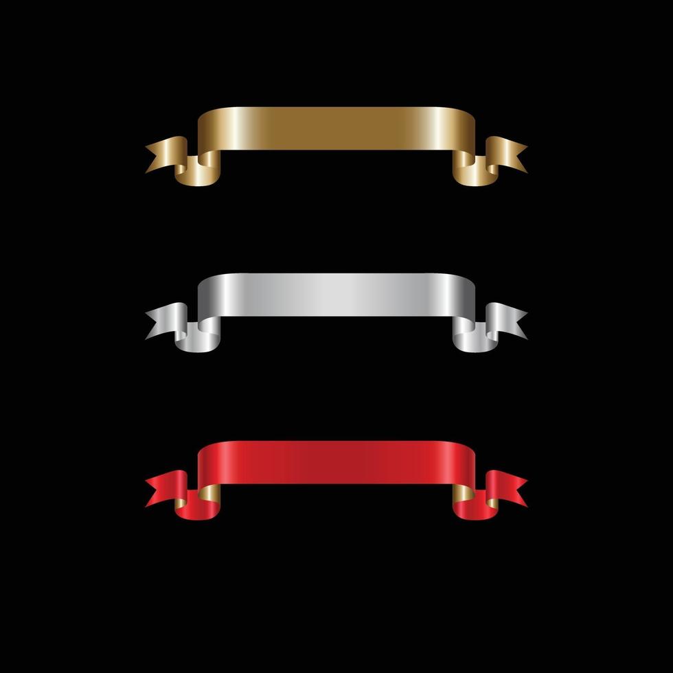 Ribbon Set In Isolated For Celebration, luxury golden ribbon set vector