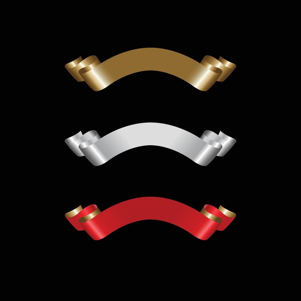 Ribbon Set In Isolated For Celebration, luxury golden ribbon set vector
