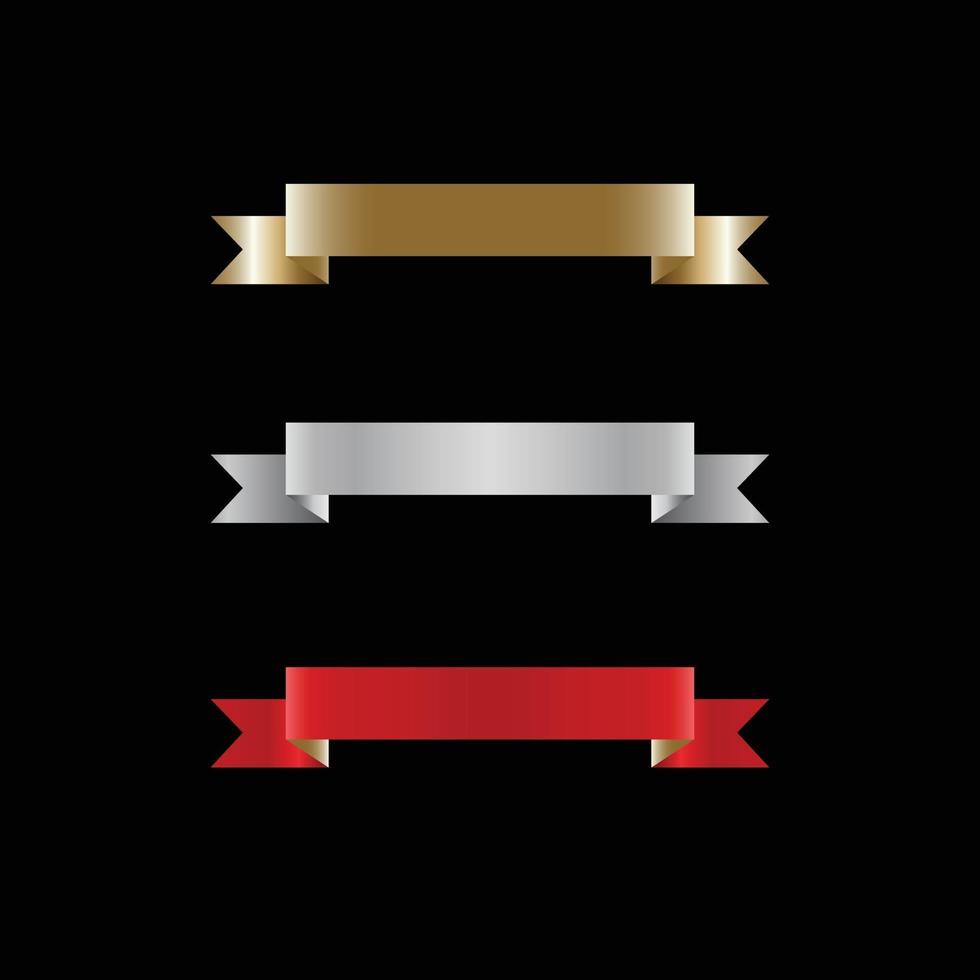 Ribbon Set In Isolated For Celebration, luxury golden ribbon set vector