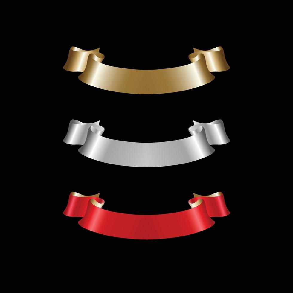 Ribbon Set In Isolated For Celebration, luxury golden ribbon set vector