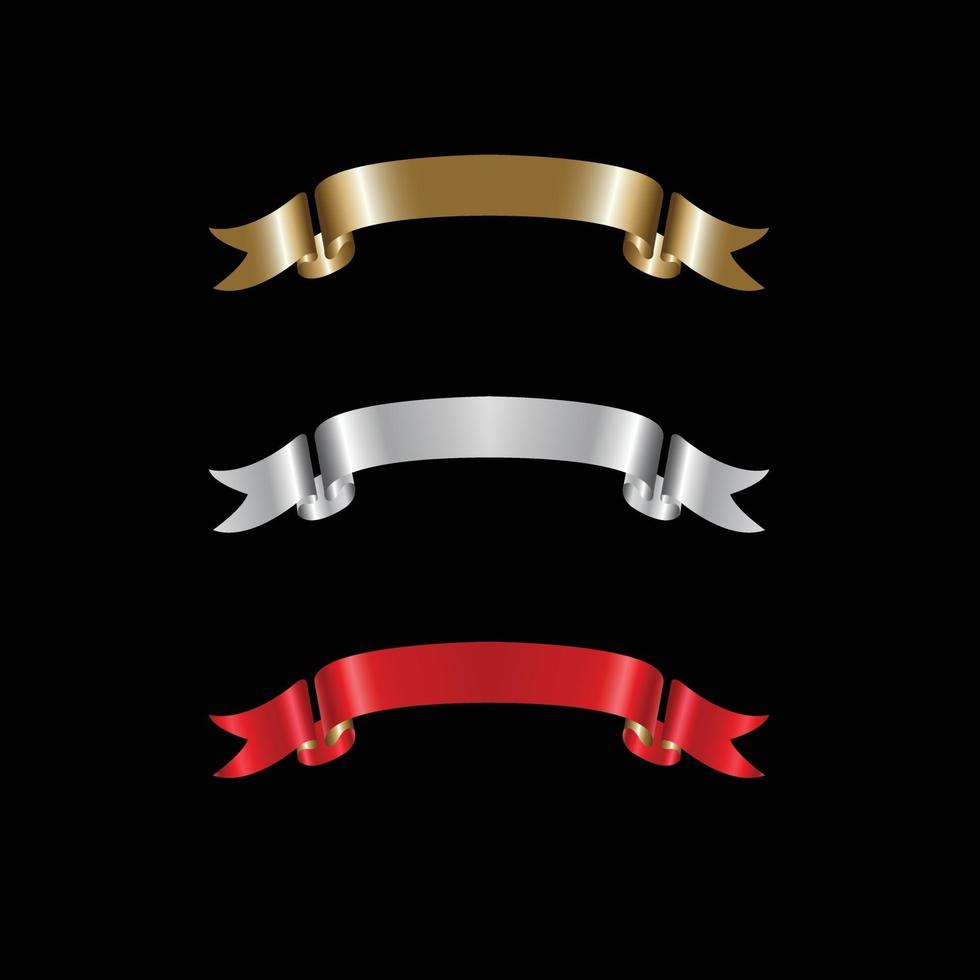 Ribbon Set In Isolated For Celebration, luxury golden ribbon set vector