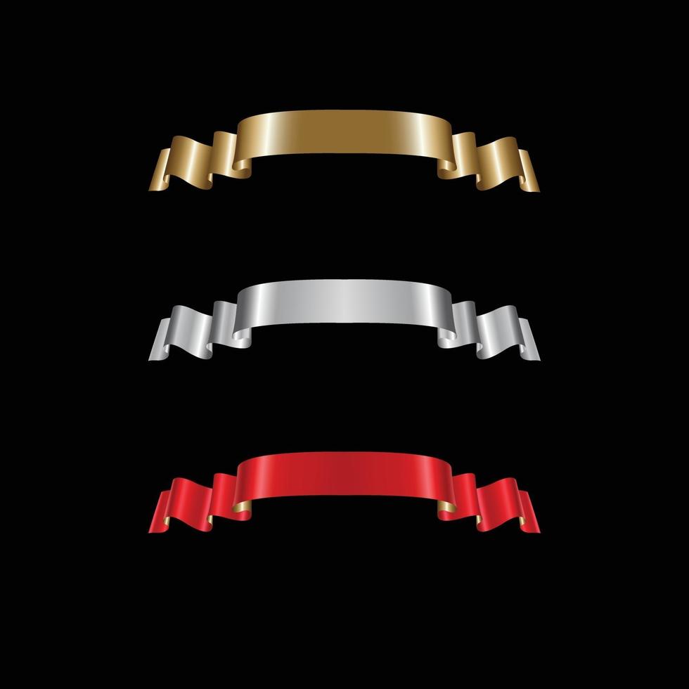 Ribbon Set In Isolated For Celebration, luxury golden ribbon set vector