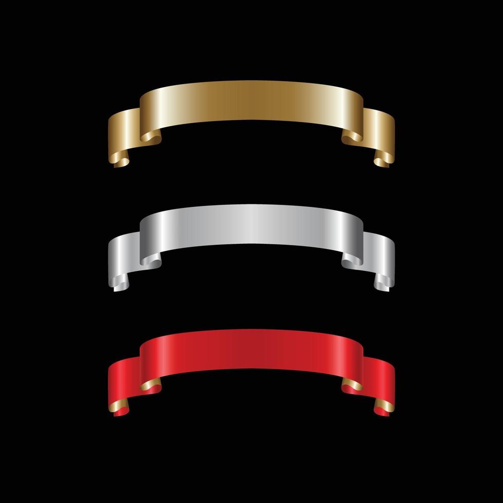 Ribbon Set In Isolated For Celebration, luxury golden ribbon set vector