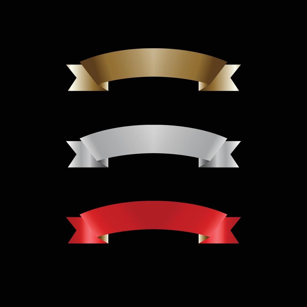 Ribbon Set In Isolated For Celebration, luxury golden ribbon set vector