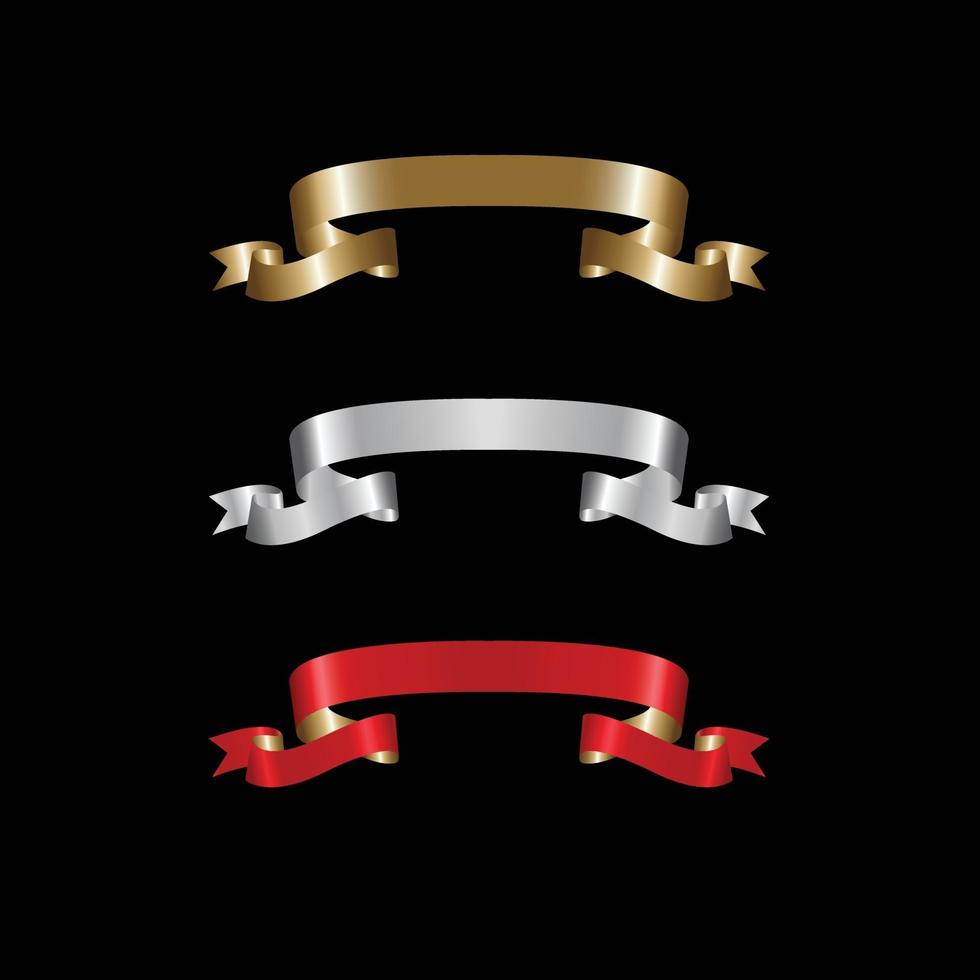 Ribbon Set In Isolated For Celebration, luxury golden ribbon set vector