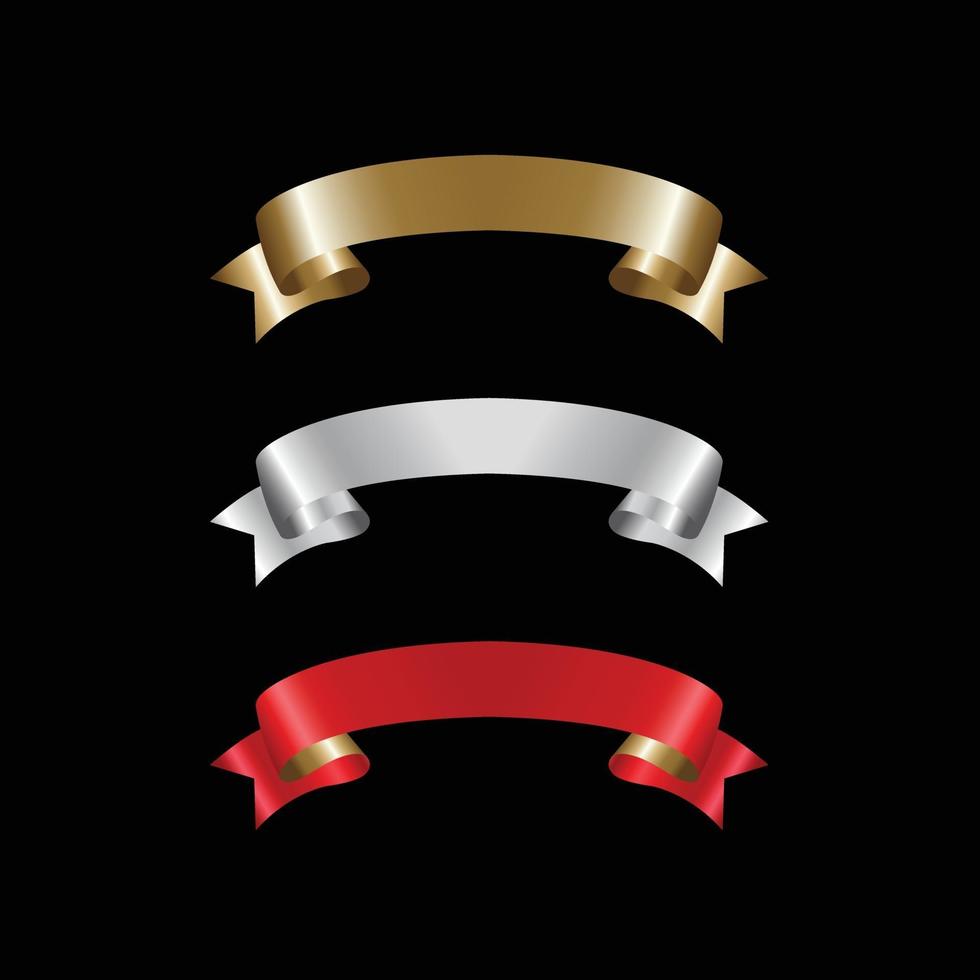 Ribbon Set In Isolated For Celebration, luxury golden ribbon set vector
