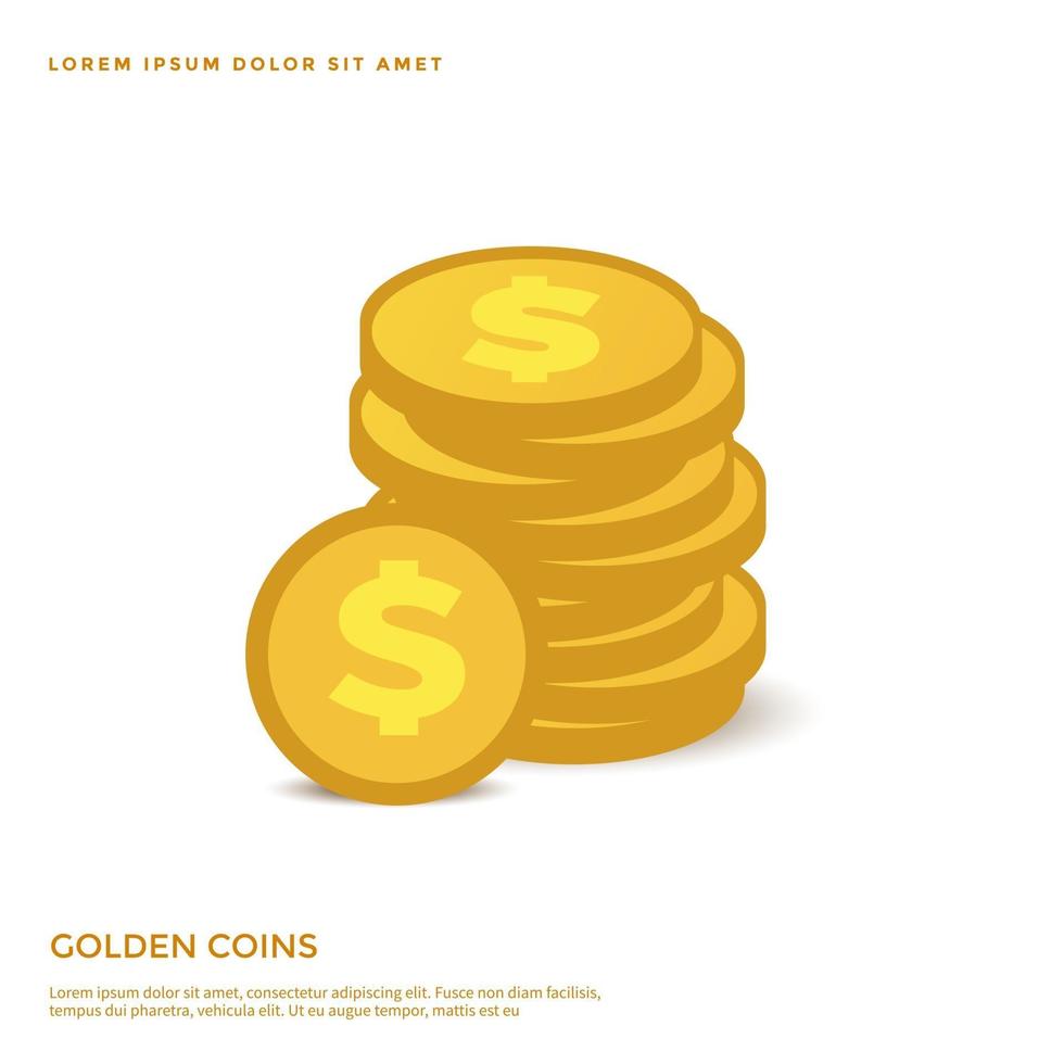 golden coin object, Money background design vector