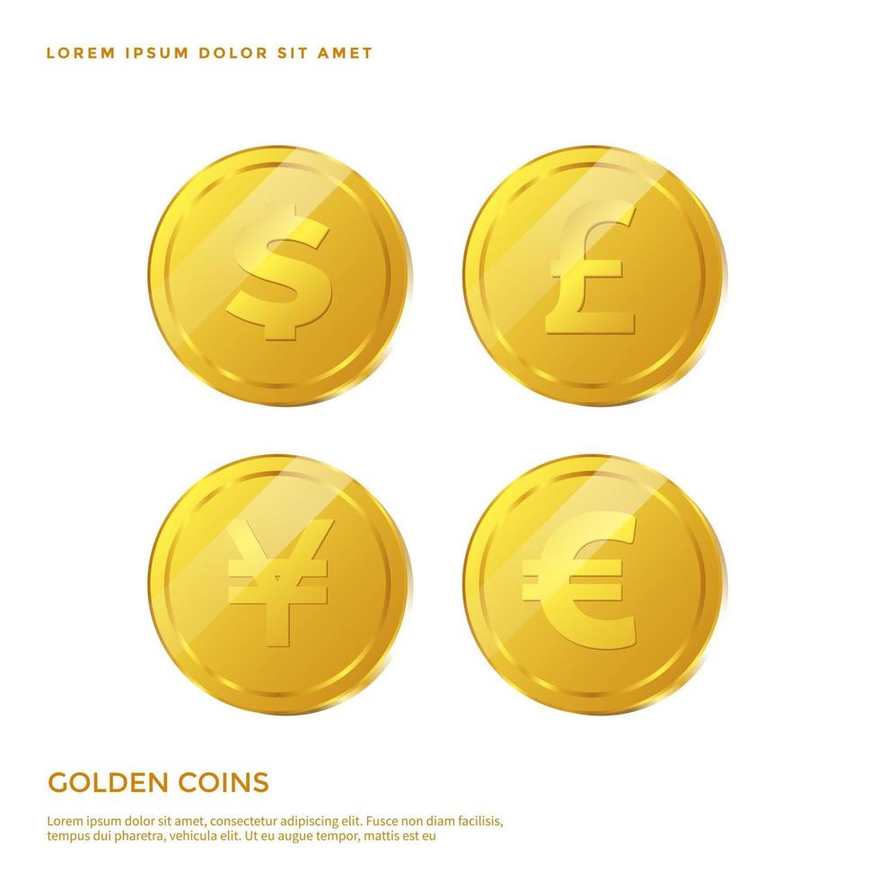 golden coin object, Money background design vector