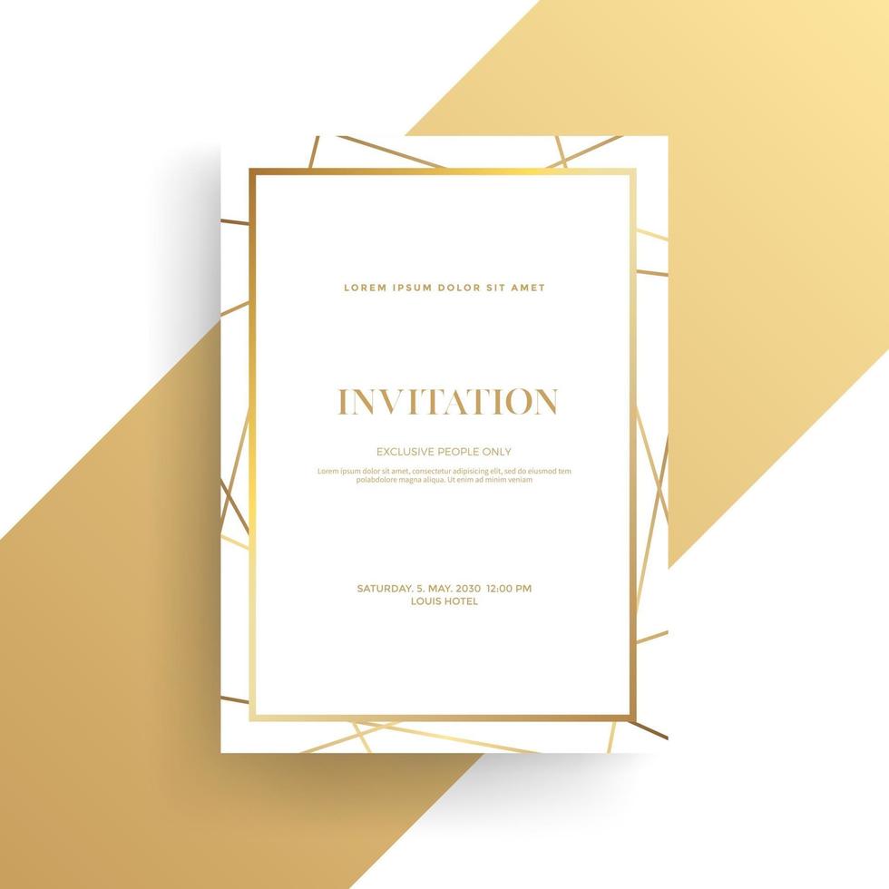 diseño de tarjeta de invitación de lujo con textura dorada vector