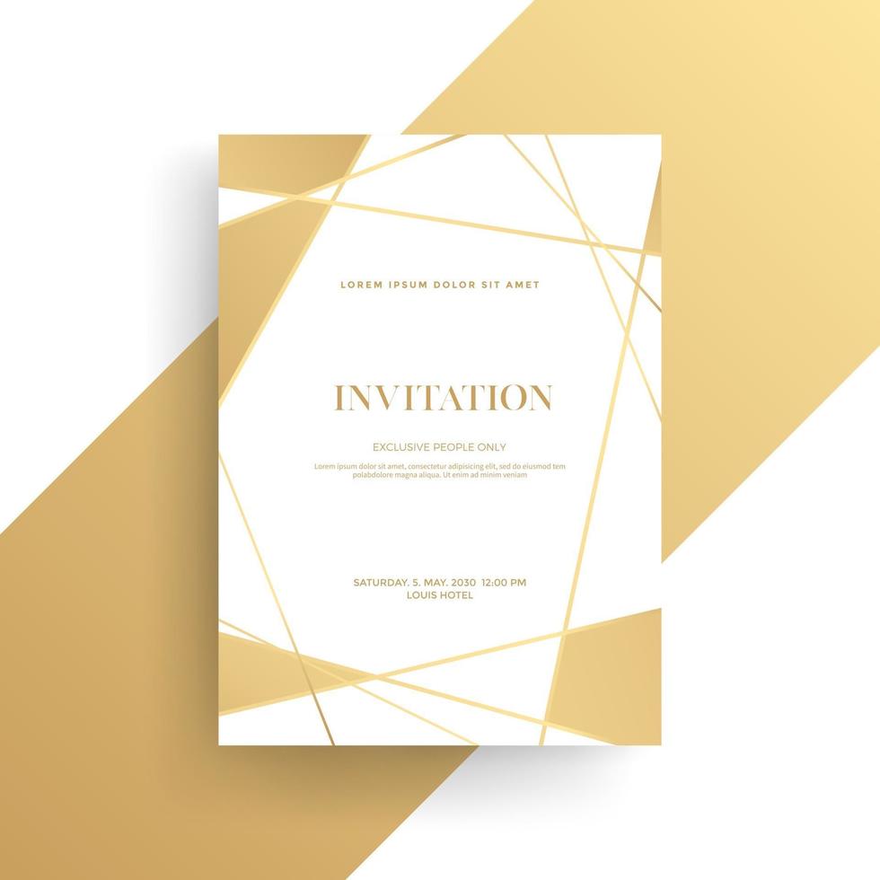 diseño de tarjeta de invitación de lujo con textura dorada vector