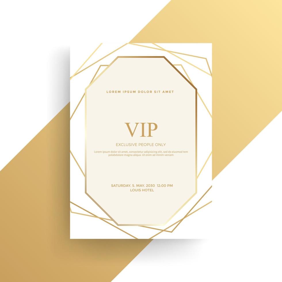 Luxury invitation card design with golden texture vector