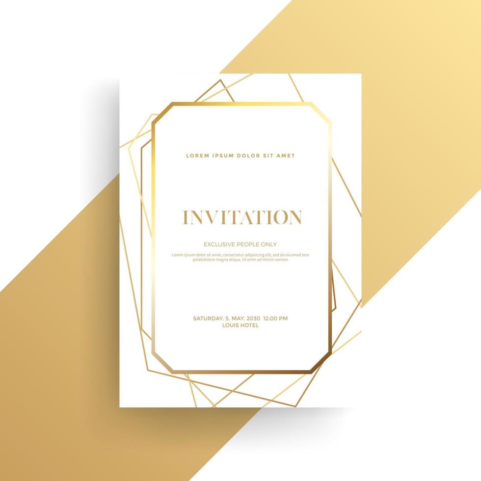 diseño de tarjeta de invitación de lujo con textura dorada vector
