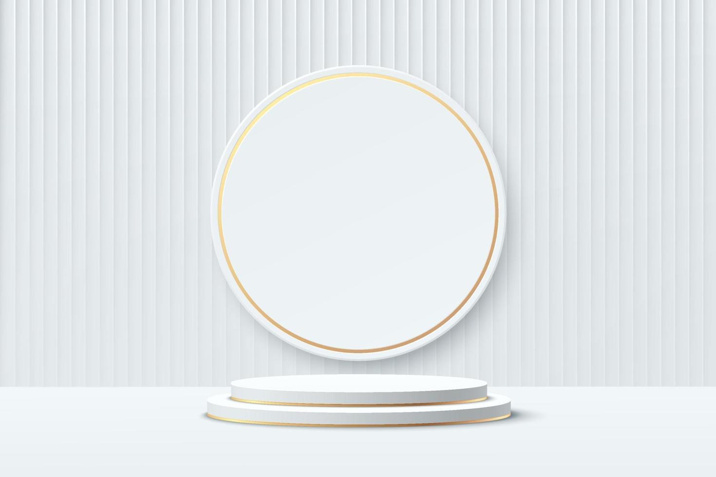 Abstract 3D white cylinder pedestal podium with circle backdrop vector