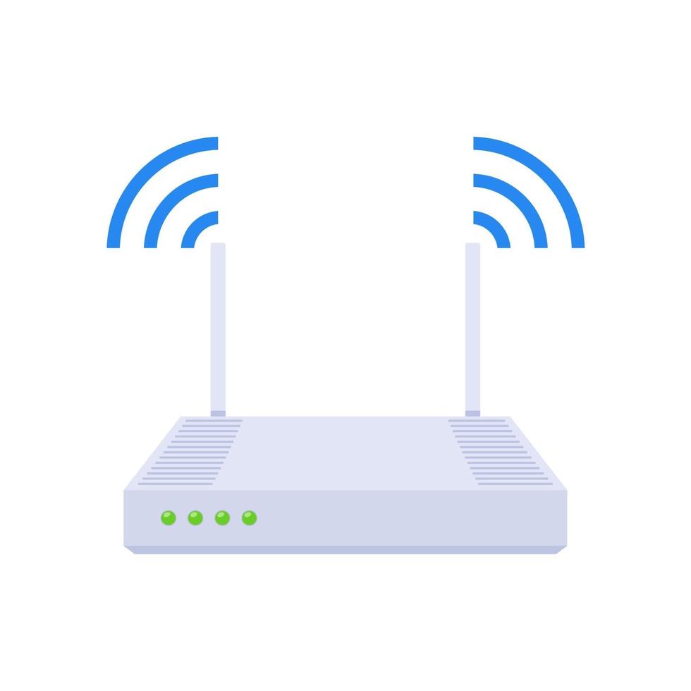 Wifi router modem on white background, flat style vector illustration