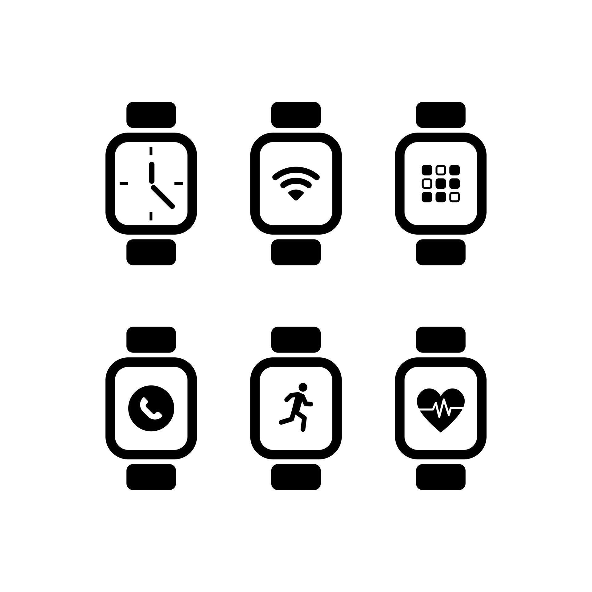 Smart watch icon set on white background, vector illustration 3164222