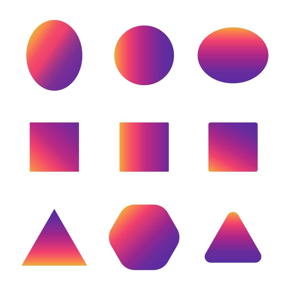 Colorful smooth gradient icons - gradient buttons for social vector