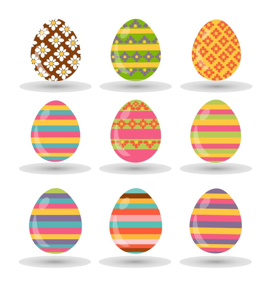 felices pascuas juego de huevos de pascua con textura diferente vector