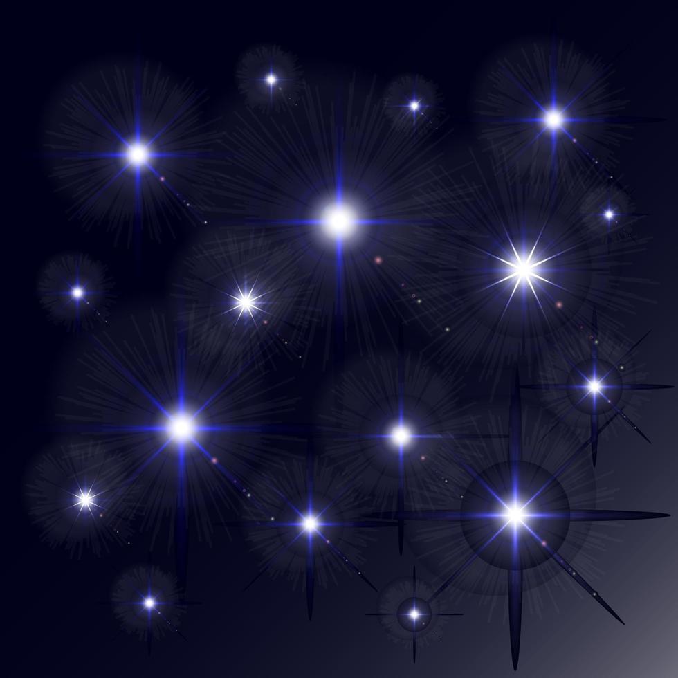 Glowing lights and stars. Isolated on colorful transparent background vector