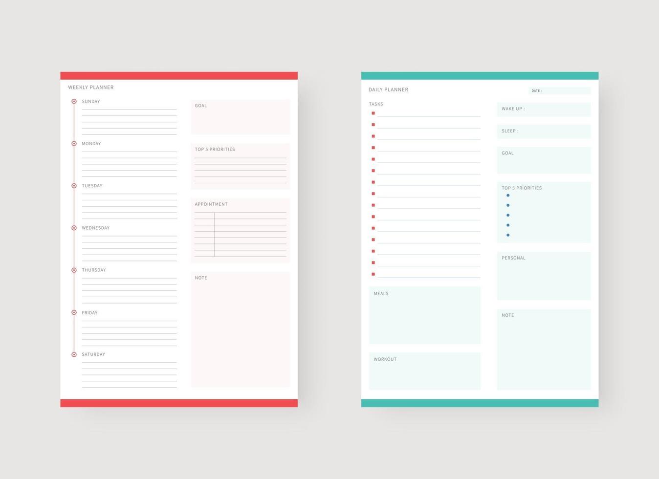 Daily and weekly planner template. 3164337 Vector Art at Vecteezy