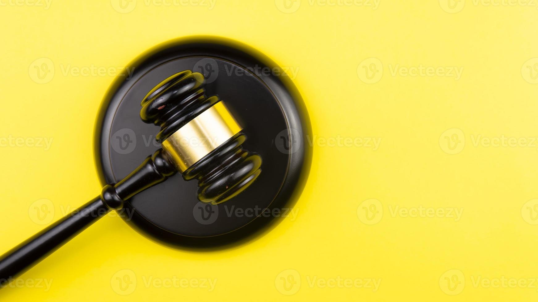 Judge gavel on light background, top view. Law concept photo