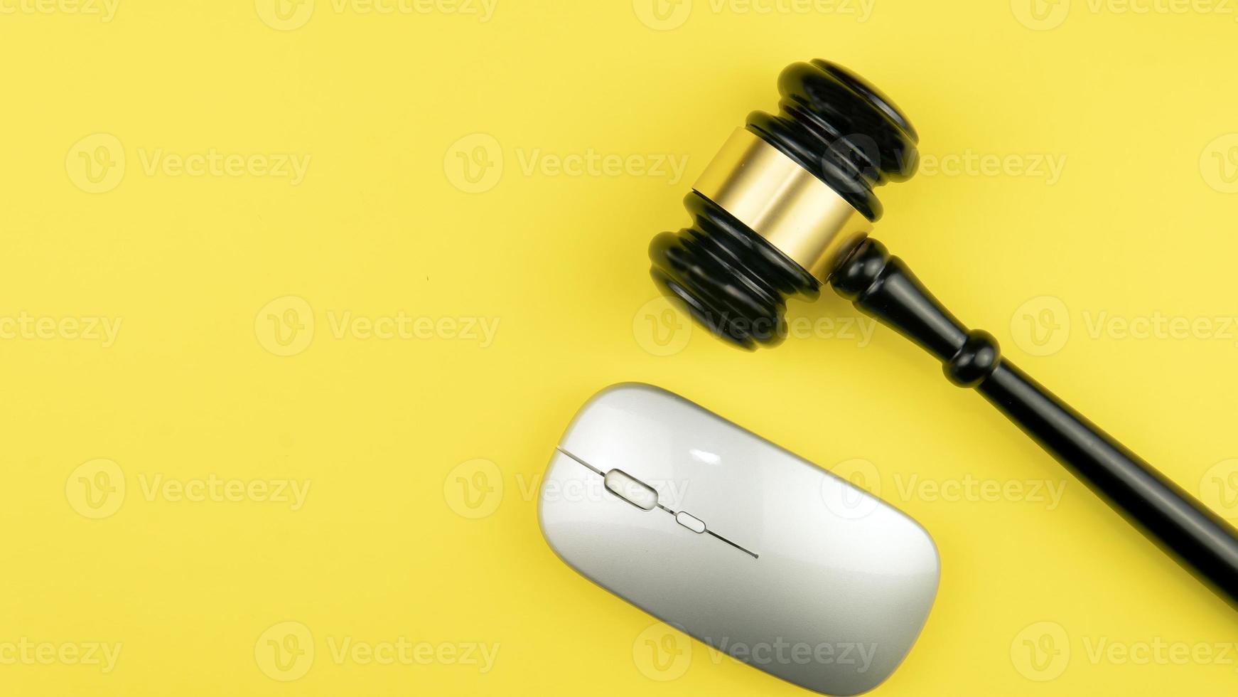 Judge gavel on light background, top view. Law concept photo