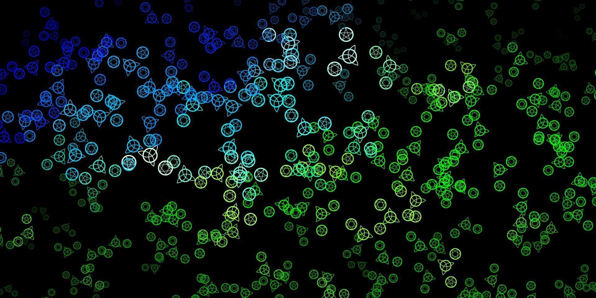 Dark Blue, Green vector template with esoteric signs.