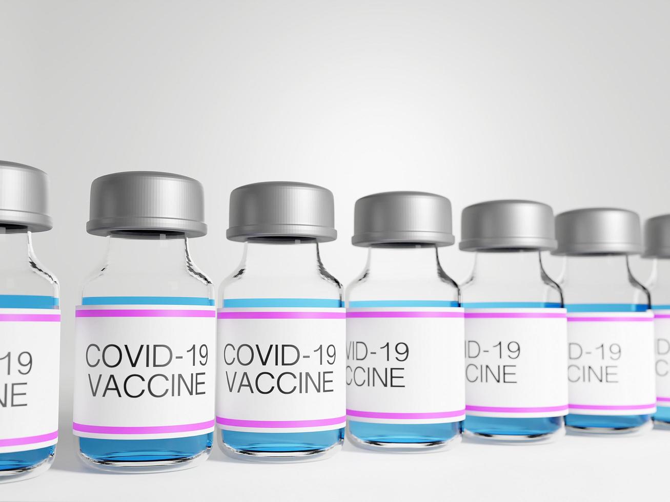 3D rendering of Covid-19 vaccines bottles photo