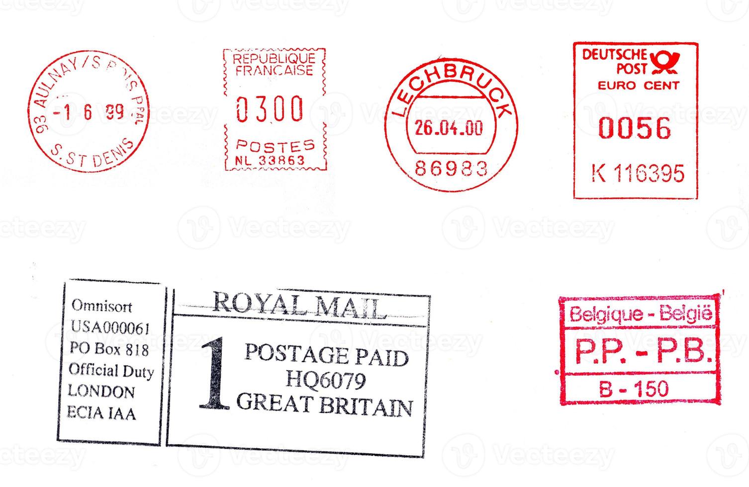 International postage meters isolated photo