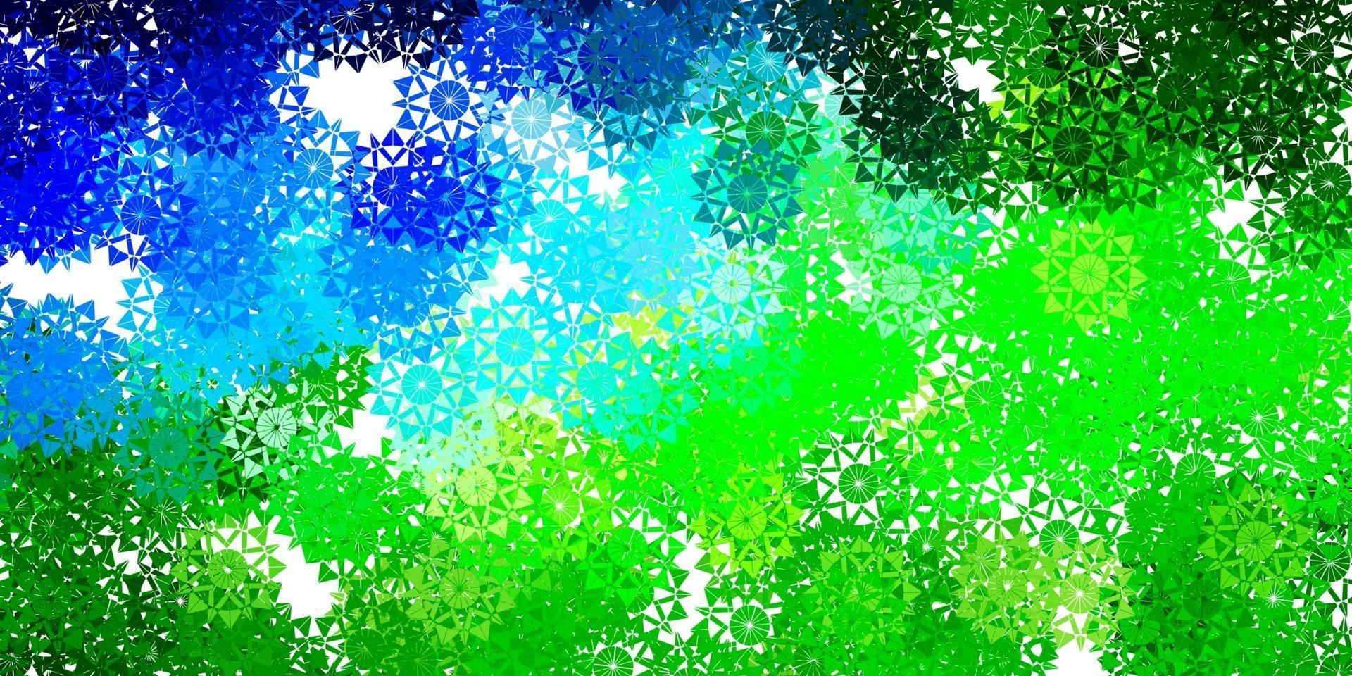 Light Blue, Green vector template with ice snowflakes.