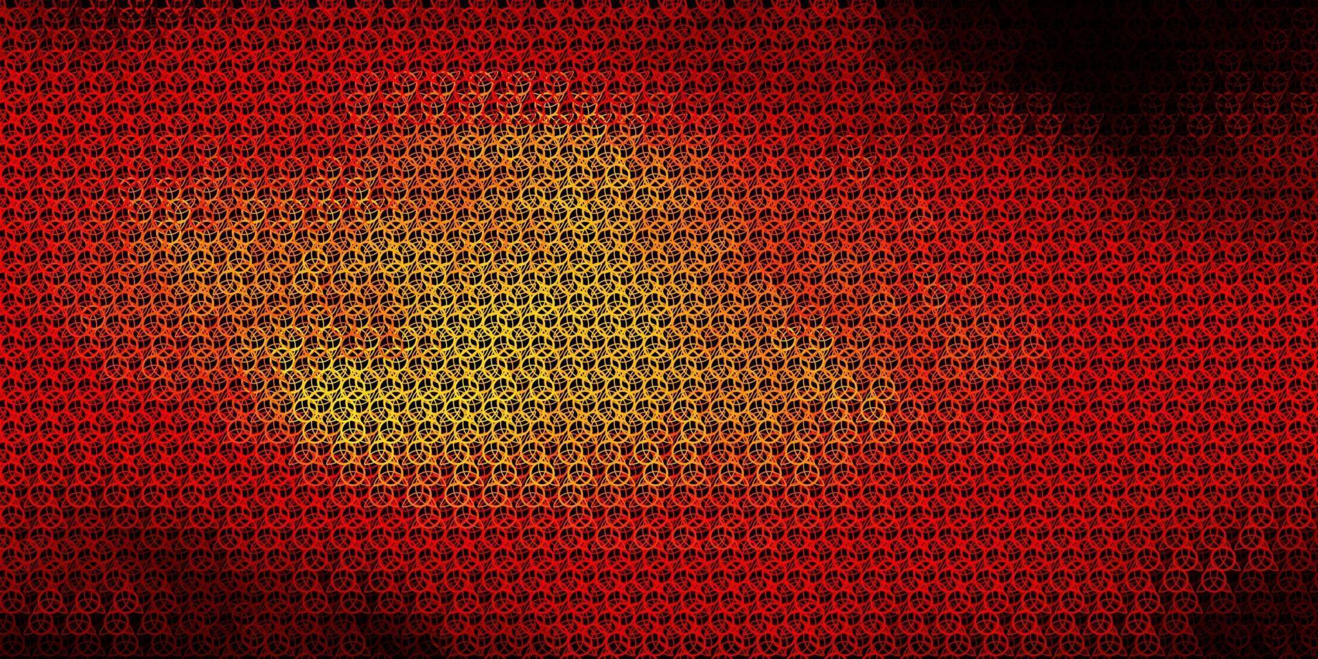 Dark Red, Yellow vector background with occult symbols.